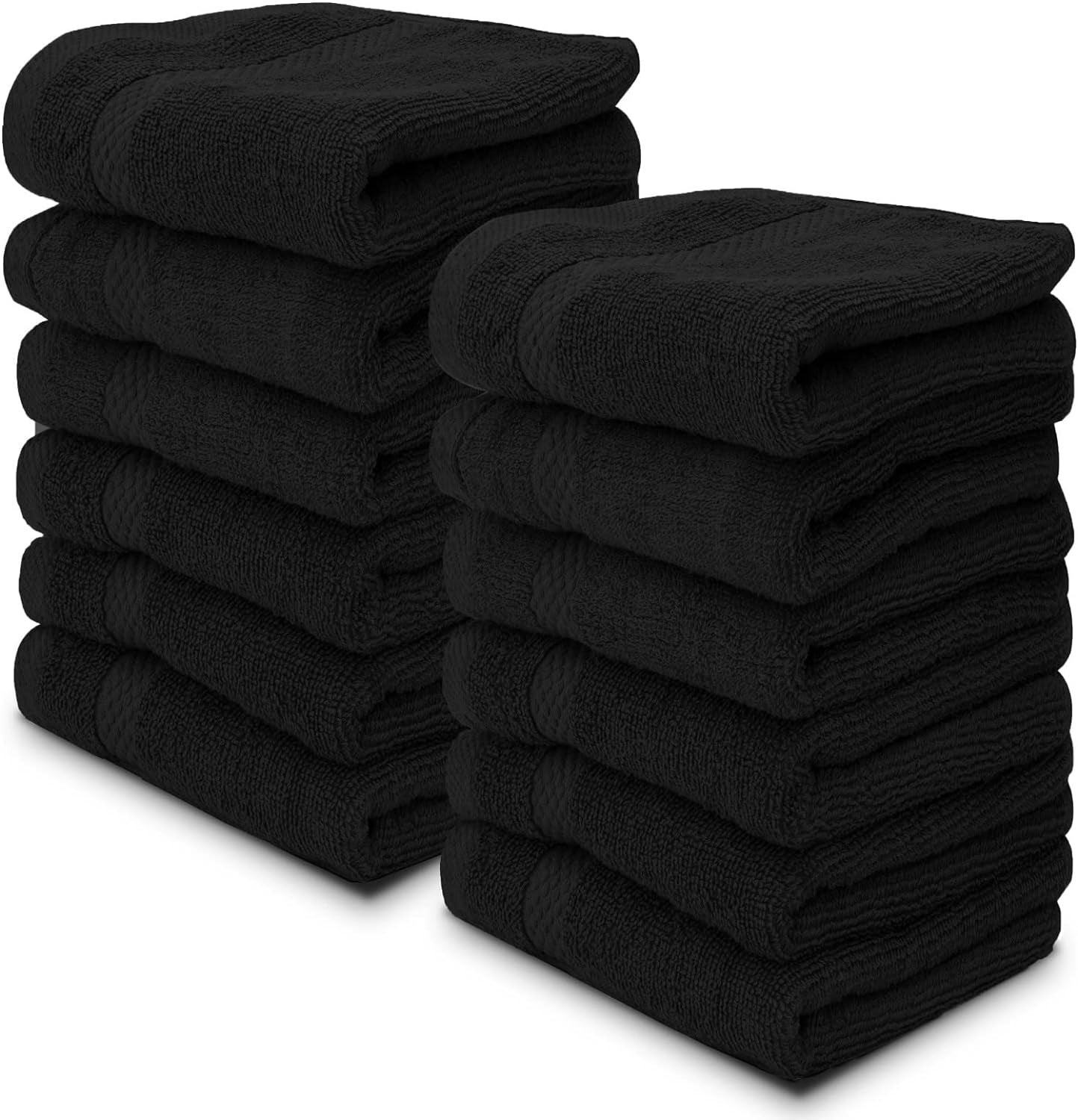 Luxury Cotton Washcloths Set of 12 - Premium Quality Black Face Towels for Spa and Bathroom Use